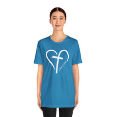 Heart and Cross Unisex Jersey Short Sleeve Tee