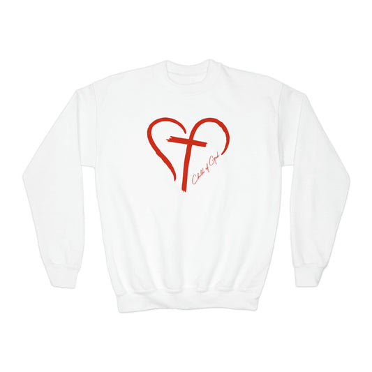Heart and Cross Jugend-Sweatshirt mit Rundhalsausschnitt