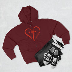 Moletom com capuz masculino com zíper completo Heart and Cross