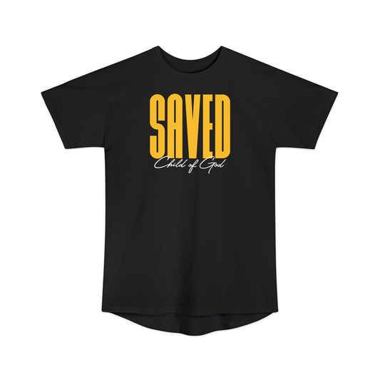 Camiseta urbana masculina de corpo longo Saved Child of God