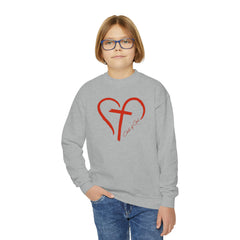 Heart and Cross Youth Crewneck Sweatshirt