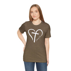 Heart and Cross Unisex Jersey Short Sleeve Tee