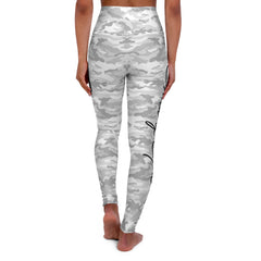 Classic Design High Waisted Yoga Leggings. Grey Camo with Black Design