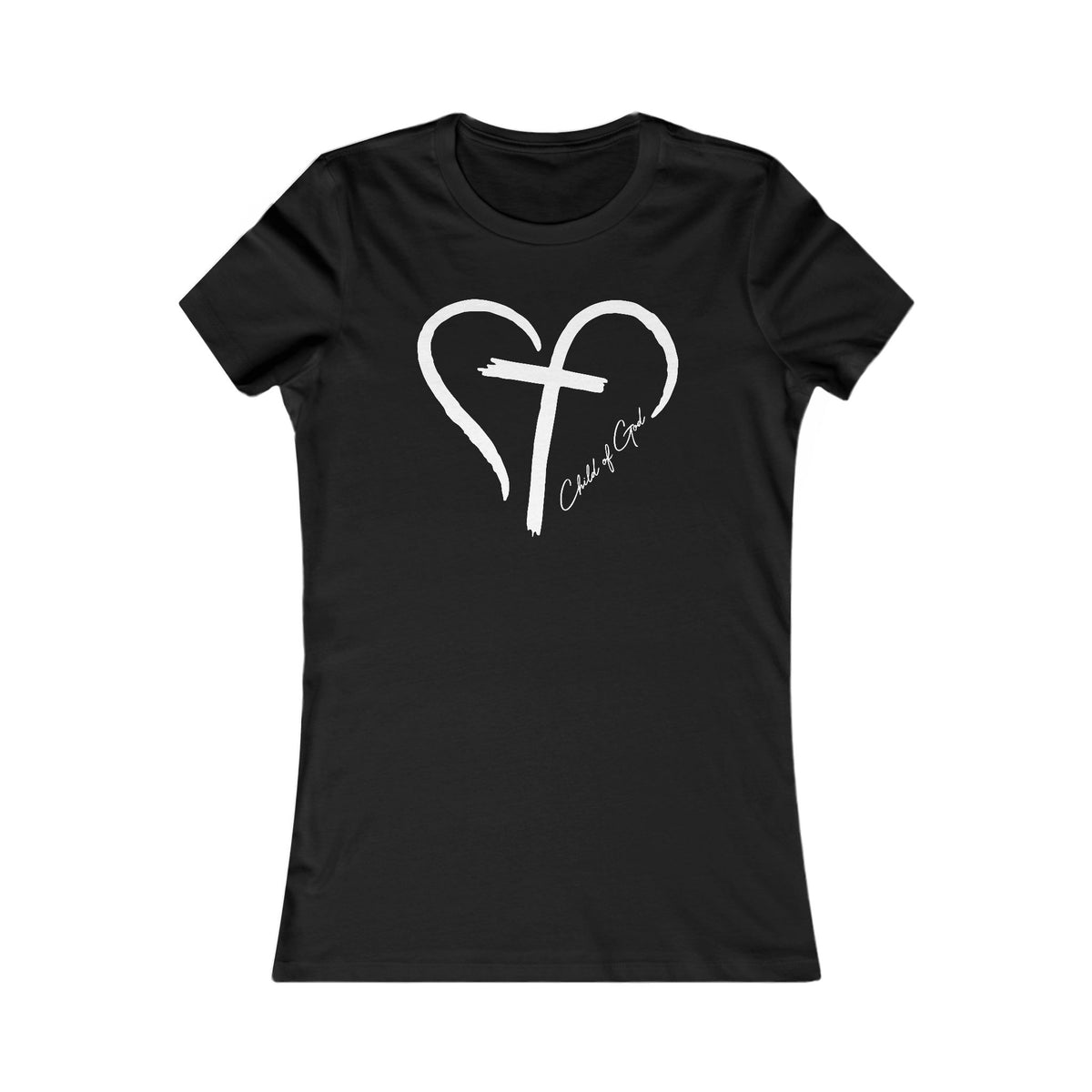 Camiseta favorita das mulheres com coração e cruz