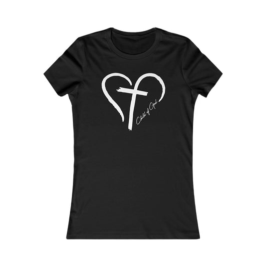 Camiseta favorita das mulheres com coração e cruz