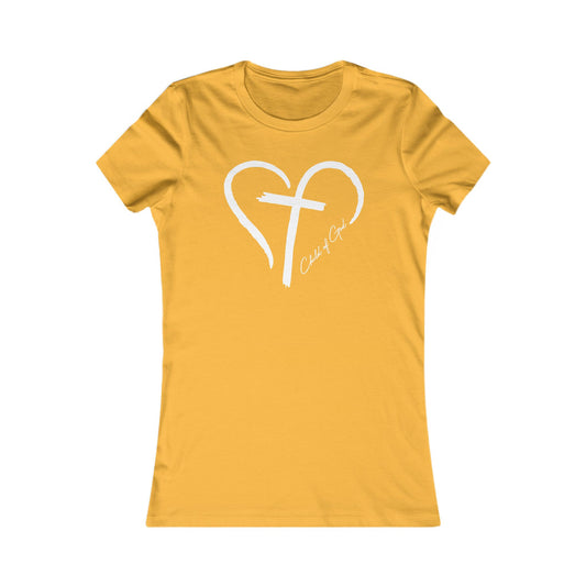 Camiseta favorita das mulheres com coração e cruz