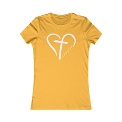 Camiseta favorita das mulheres com coração e cruz