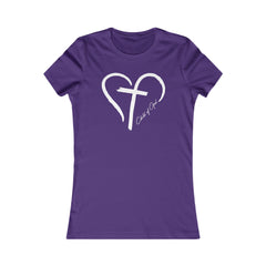 Camiseta favorita das mulheres com coração e cruz
