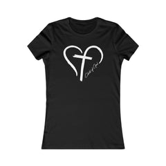 Camiseta favorita das mulheres com coração e cruz