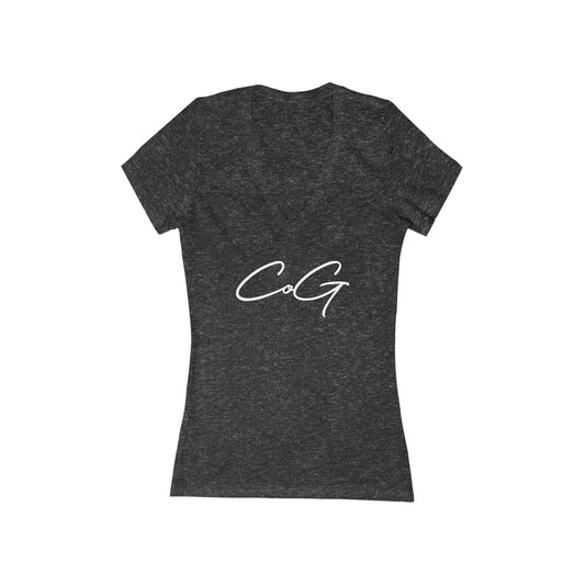 CoG Child of God Damen-T-Shirt aus Jersey mit kurzen Ärmeln und tiefem V-Ausschnitt