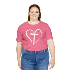 Heart and Cross Unisex Jersey Short Sleeve Tee