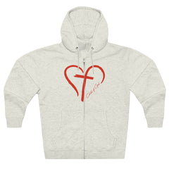 Moletom com capuz masculino com zíper completo Heart and Cross