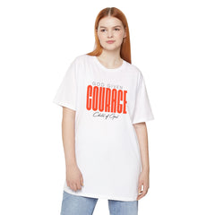 Camiseta urbana unissex de corpo longo com coragem dada por Deus