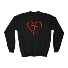 Heart and Cross Youth Crewneck Sweatshirt