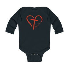 Heart and Cross Infant Long Sleeve Bodysuit