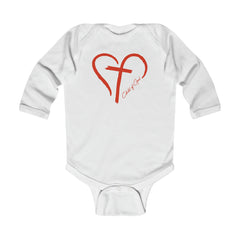 Heart and Cross Infant Long Sleeve Bodysuit