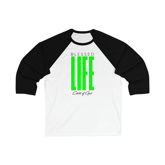 Camiseta de beisebol unissex de manga 3/4 da Blessed Life