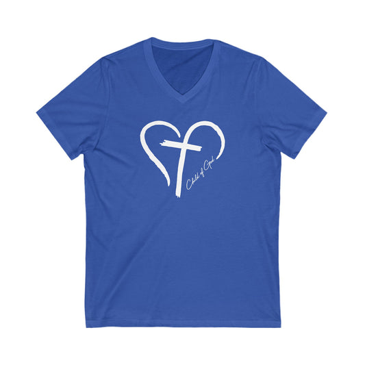 Camiseta masculina Heart and Cross de manga curta com decote em V