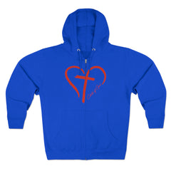 Moletom com capuz masculino com zíper completo Heart and Cross