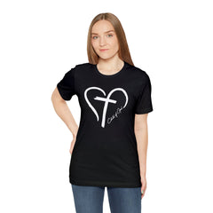 Heart and Cross Unisex Jersey Short Sleeve Tee