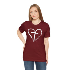 Heart and Cross Unisex Jersey Short Sleeve Tee