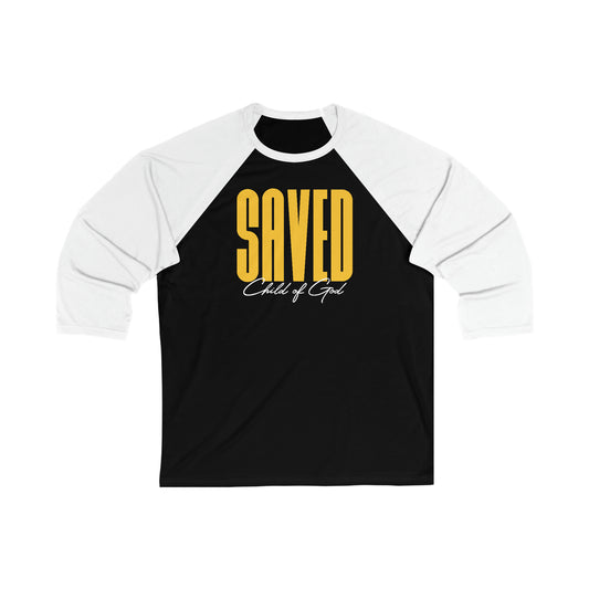 Saved Child of God Herren-Baseball-T-Shirt mit 3/4-Ärmeln
