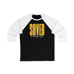 Camiseta de beisebol unissex de manga 3/4 Saved Child of God