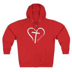 Moletom com capuz com zíper completo unissex Heart and Cross