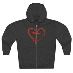 Moletom com capuz com zíper completo unissex Heart and Cross