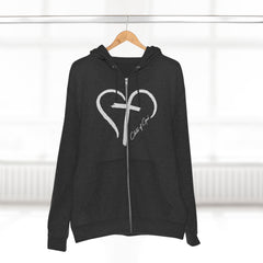 Heart and Cross Men's Premium Full Zip Hoodie