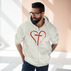 Moletom com capuz masculino com zíper completo Heart and Cross