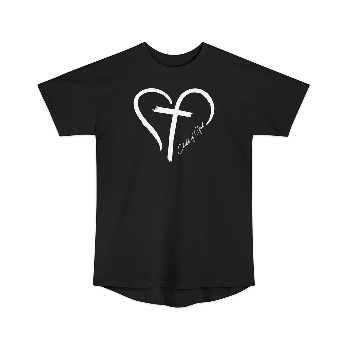 Heart and Cross Unisex Long Body Urban Tee