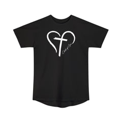 Camiseta urbana masculina de corpo longo Heart and Cross