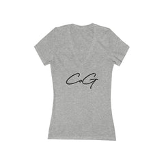 Camiseta feminina CoG Child of God de manga curta com decote em V profundo