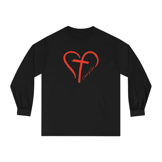 Herren-Langarm-T-Shirt mit Herz und Kreuz