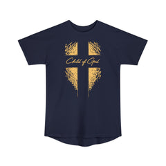 Camiseta urbana masculina Shield and Cross de corpo longo