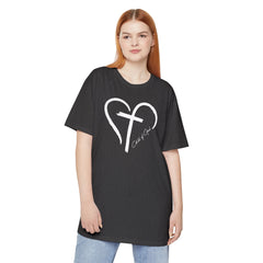 Heart and Cross Unisex Long Body Urban Tee